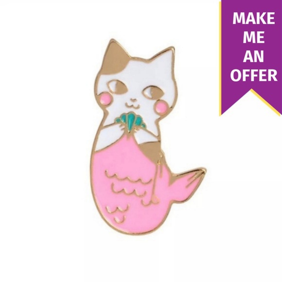 Jewelry - Cat Mermaid Pink Enamel Pin Brooche